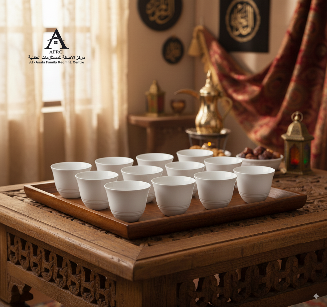elegant 6-piece set of AFRC ceramic Arabic cawa cups